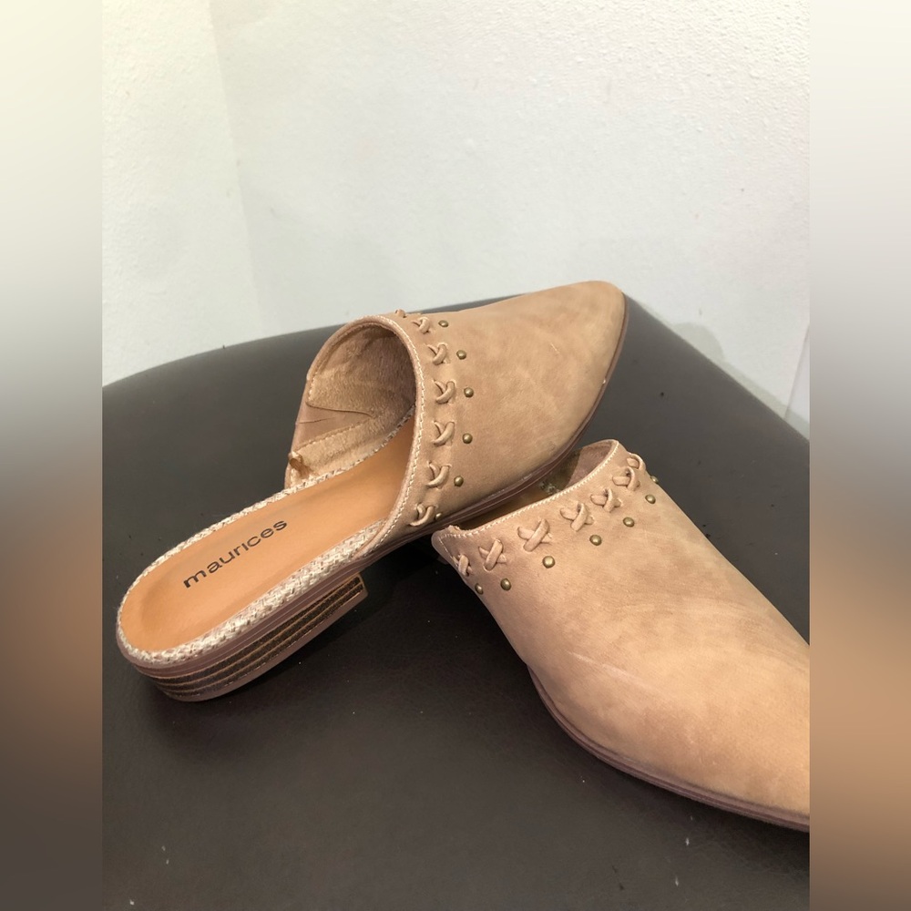 Maurices Beige Studded Mules